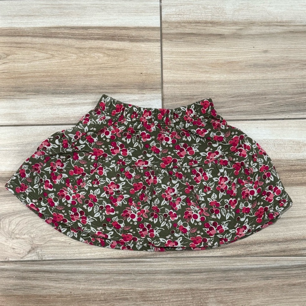 Petit Bateau Floral Skirt in Green and Red